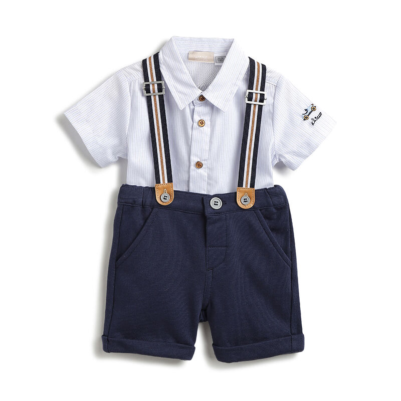 Boys Dark Blue Shirt with Short Trousers image number 0
